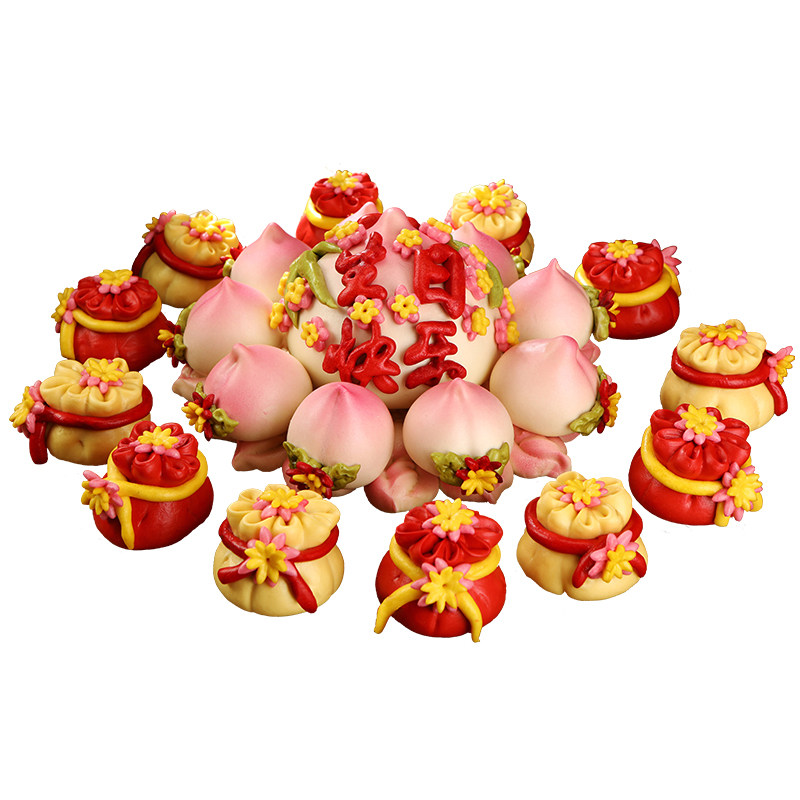 生日祝寿寿桃胶东花饽饽寿桃馒头