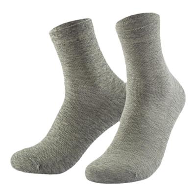 鹿人男士网面透气纯色棉中筒袜