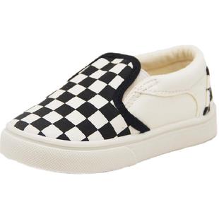 TOPSTAR童鞋2023新款一脚蹬黑白格子帆布鞋婴幼儿软底宝宝