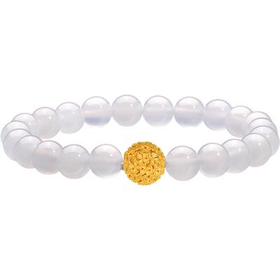 明牌珠宝古法黄金串珠 足金桂花球镂空金珠手串礼物AFE0006