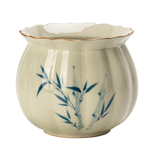 画续草木灰纯手绘茶渣桶建水茶洗陶瓷水盂水缸功夫茶具配件废水桶