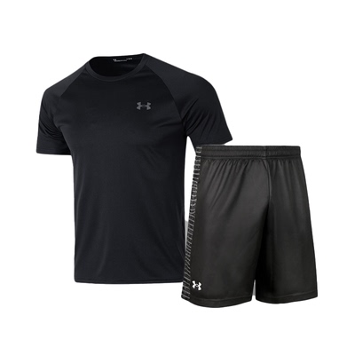 UA安德玛速干跑步运动套装男士夏季篮球服健身服训练T恤短袖短裤
