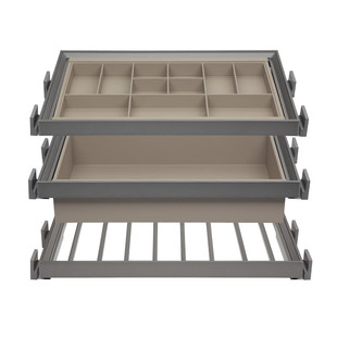 衣柜拉篮抽屉式裤架衣帽间首饰盒皮革多功能裤抽拉篮伸缩格子裤抽