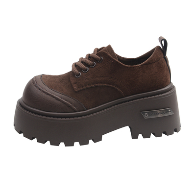 气质棕色深口单鞋女春松糕乐福鞋