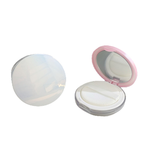 超薄炫彩高档翻盖带镜子小号分装盒便携散粉盒弹力网散粉盒送粉扑