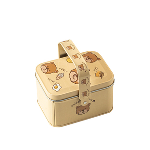 铁皮盒收纳小盒子桌面可爱手提卡通杂物方形迷你便携收纳储物型