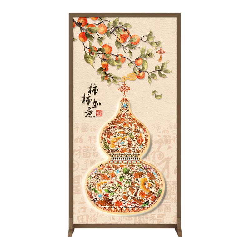 新中式简约现代隔断入户装饰遮挡客厅木质屏风玄关装饰移动座屏