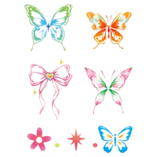 再变 彩蝶飞舞彩色纹身贴网红同款蝴蝶纹身贴女防水防汗可爱甜美