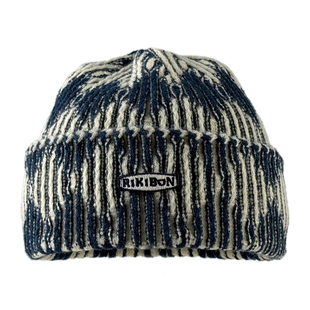 MUCUNXI 韩国复古拼色竖纹卷边针织帽男女短款保暖套头毛线帽冷帽