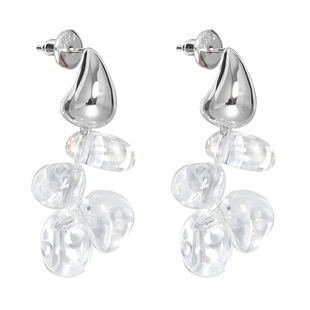 由子野原创天然白水晶秋露耳钉女小众设计感高级新款耳环耳饰独特