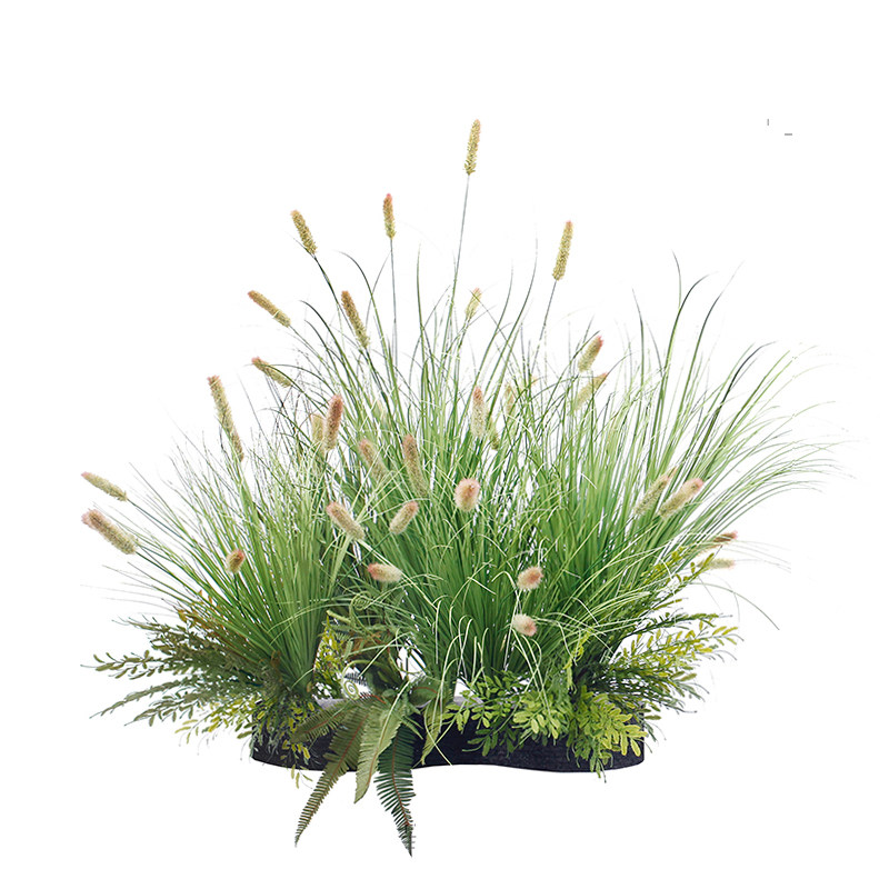 仿真绿植蒲苇草绿叶花艺组合芦苇猫尾巴草丛展厅商铺景观造景植物