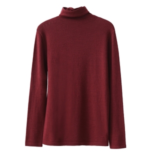 Amii2025冬新款高级通勤风基础百搭显瘦高领丝光毛衣女内搭上衣