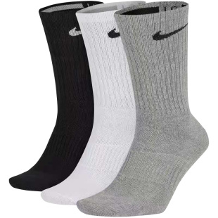 Nike耐克男女刺绣舒适透气中筒训练运动袜三双装SX4704 SX7676