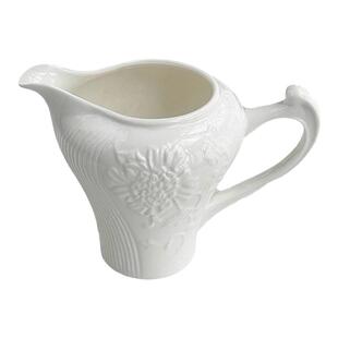 安木良品 出口订单 法式田园轻奢浮雕花卉纯白陶瓷咖啡杯奶罐奶壶