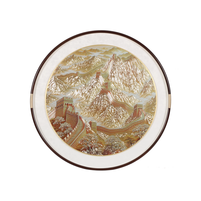 万里长城手工铜雕金色装饰画