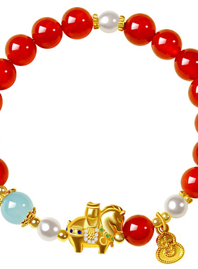 宫里上新红玛瑙小马本命年手串