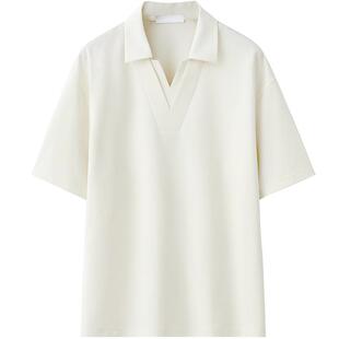 夏季凉感双V领短袖POLO衫男2026新款翻领拼接上衣服衬衫领半袖T恤