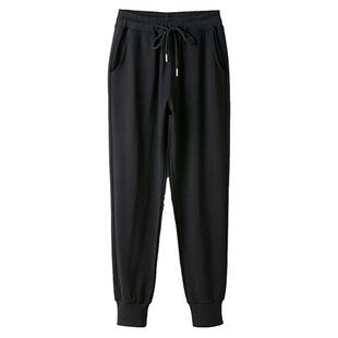 300斤冰丝裤子女夏季薄款宽松束脚速干休闲运动显瘦九分裤子女款