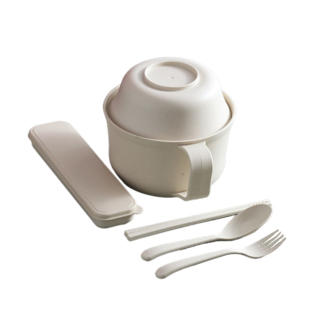 日式泡面碗带盖单个宿舍用学生小麦秸秆碗筷单人套装方便面碗专用