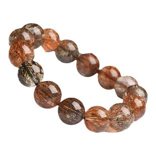 天然巴西黑金超七手链男女款满矿转运手串双骨干水晶发丝云母饰品