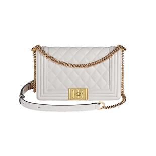 HR赫莲娜女包2025年新款包包女高级感菱格链条包白色单肩斜挎包女