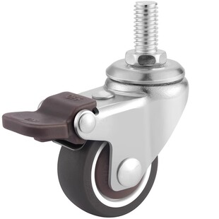 丝杆脚轮软橡胶超静音万向轮1寸1.25寸1.5寸2寸带轴承轱辘刹车轮