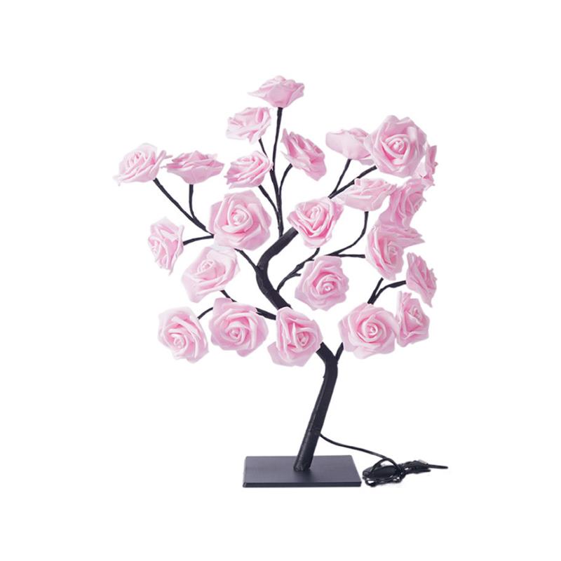 led玫瑰花树灯卧室房间台灯圣诞节日灯氛围装饰灯USB小夜灯床头灯