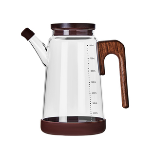 胡桃木玻璃油壶不挂油厨房家用防漏油瓶装酱油醋食品级油罐壶装油