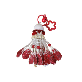 diy手工国风大红蝴蝶羽毛球挂件材料钥匙扣女朋友七夕情人节礼物