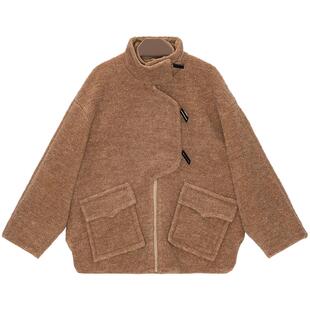 GANNI女装 羊毛混纺高领毛呢夹克外套F9090177