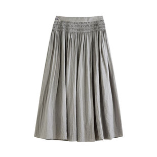 SETTE SEVEN·简约高级感灰色肌理感半身裙女2025秋季新款长裙子