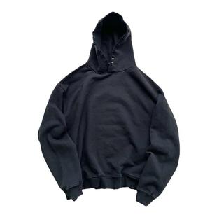 ASKYURSELF黑武士高街基础款做旧破坏破洞宽松连帽衫套头卫衣外套