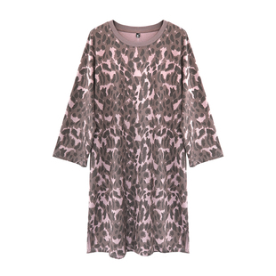 【5折清仓】媛子家大码韩版设计感宽松通勤遮肉胖mm豹纹连衣裙女