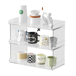 办公桌工位收纳神器亚克力多层桌面置物架桌上水杯整理架装饰摆件