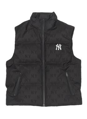 MLB官方 男女情侣潮奢满印老花加厚保暖羽绒马甲冬季新款DVM03