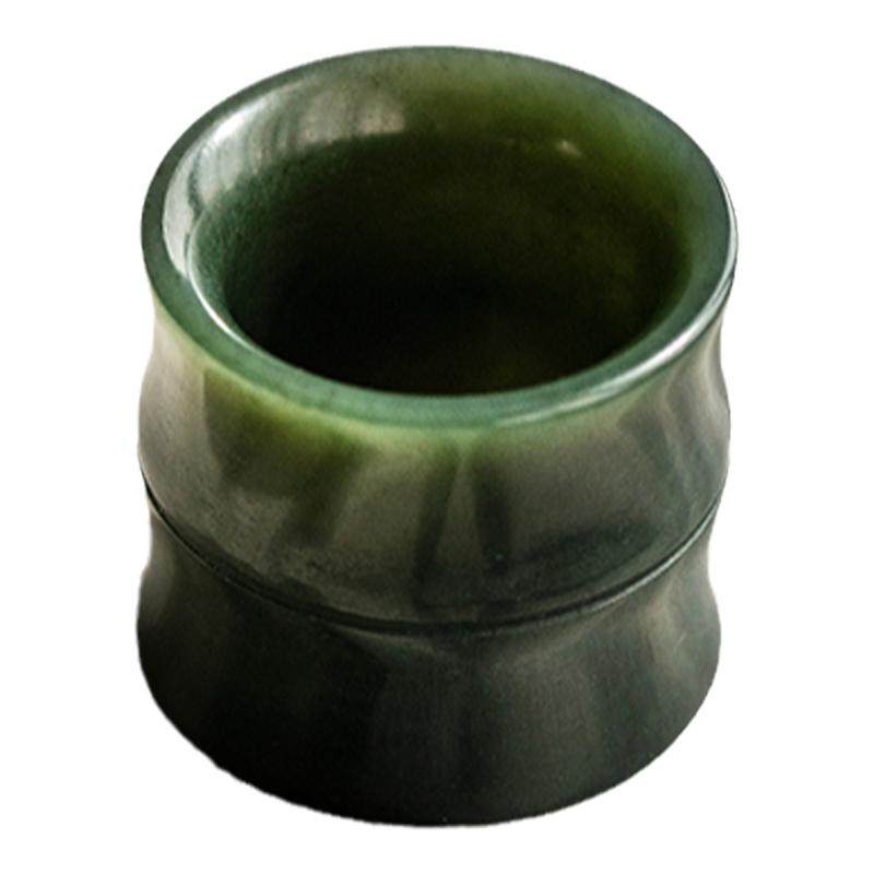物典大家和田青玉翠筠竹节壶盖托盖置盖茶碗功夫茶具配件茶宠摆件