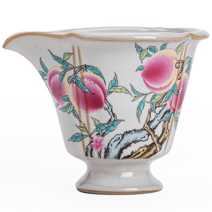 汝窑九桃美人公道茶杯功夫茶具陶瓷茶海公道杯家用单个分茶器公杯