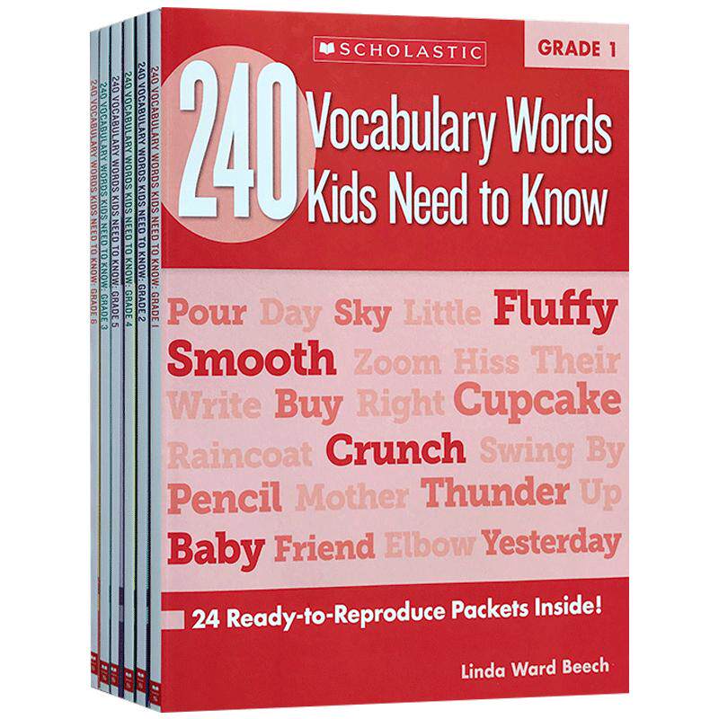 英文原版学乐出版练习册一至六年级240 Vocabulary Words Kids Need to Know:Grade 6册孩子需要知道的240个单词小学生家庭作业词