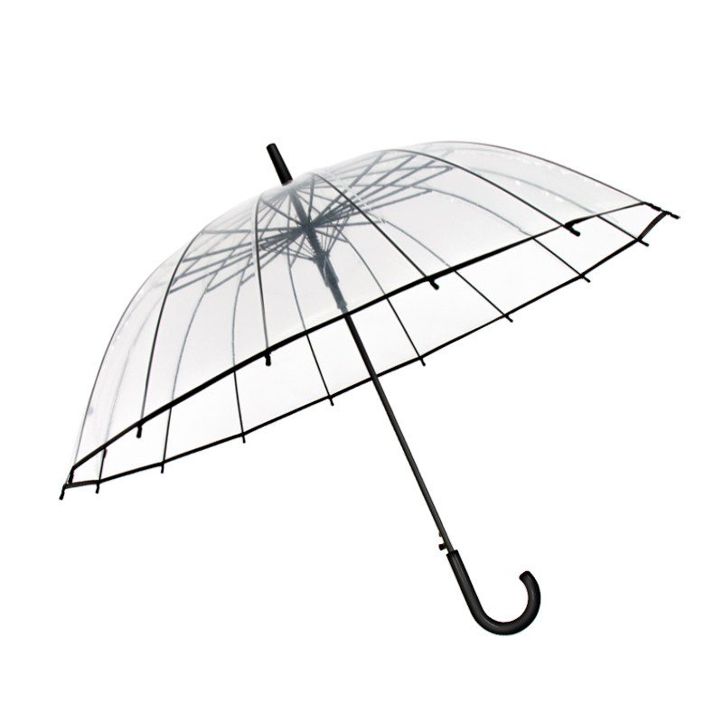 水元素透明自动长柄加固加厚雨伞
