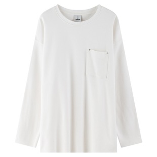 十一石 舒服过冬！口袋圆领加绒加厚内搭打底衫女秋冬宽松T恤