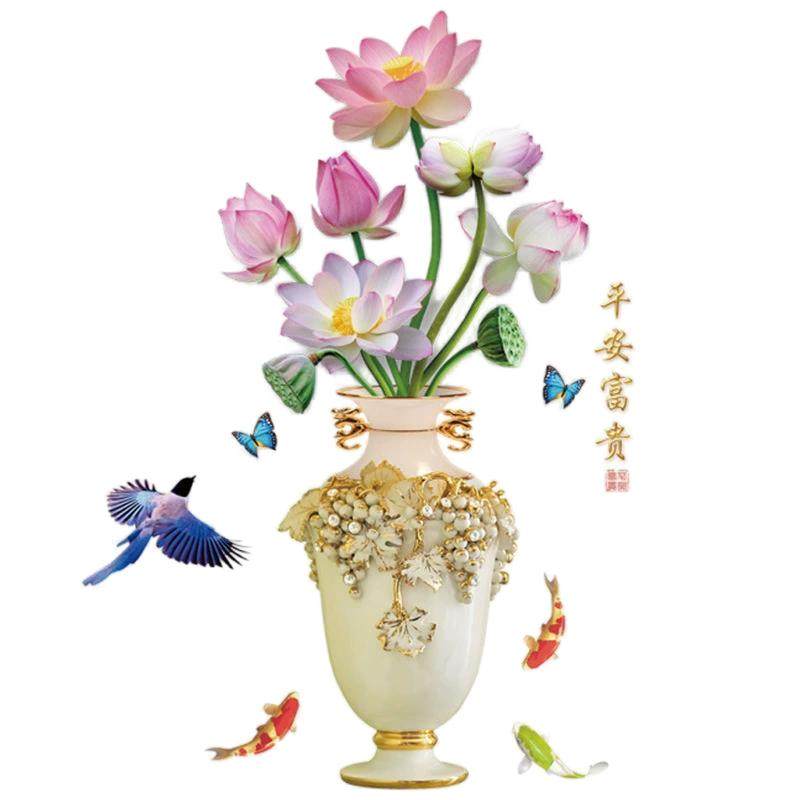 中国风花瓶自粘3D立体感墙贴纸画墙面装饰客厅卧室玄关餐厅墙壁贴