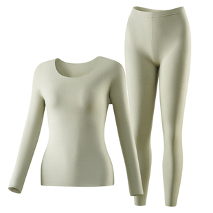 青子菁茶语衣秋冬季无痕自发热保暖内衣套装男女打底秋衣秋裤内搭