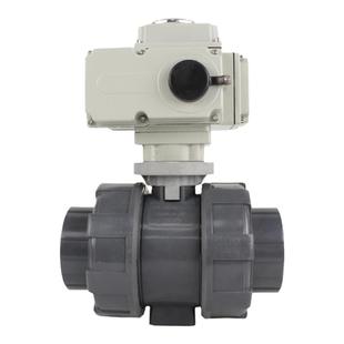 UPVC断电复位电动球阀PVC塑料活接球阀AC220v DC24v两线常开常闭