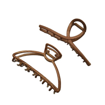 韩国复古木纹抓夹法式金属发夹