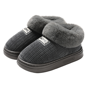 毛绒棉拖鞋男士冬季2026新款厚底包跟防风保暖室内家居外穿棉鞋女
