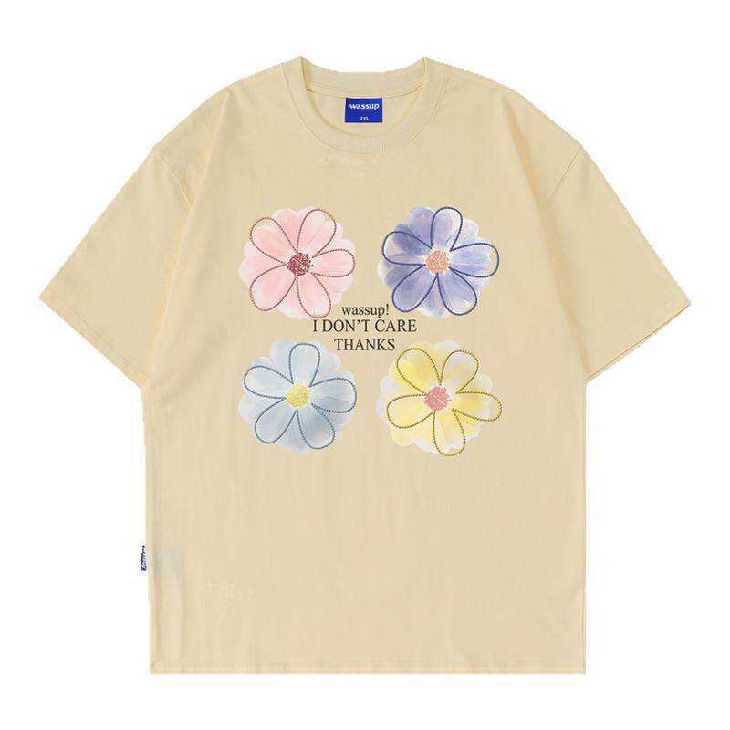 WASSUP花朵T恤短袖男女夏季