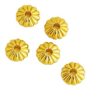 18K包金保色8mm瓜纹飞碟隔珠扁南瓜圆串珠编绳材料diy隔片配饰品