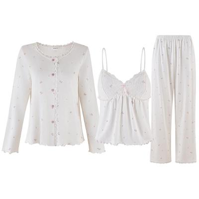 mybody精致优雅吊带家居服三件套