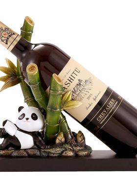 熊猫竹子红酒架摆件节节高升客厅餐边柜酒托乔迁新房礼物酒柜装饰