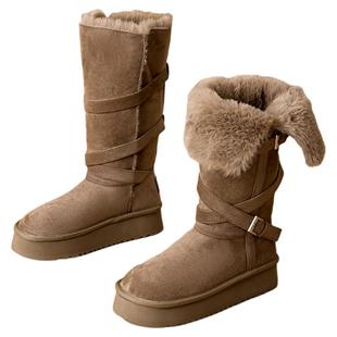 星期六加绒雪地靴长筒女款2025新款冬季厚底保暖棉靴两穿高筒长靴